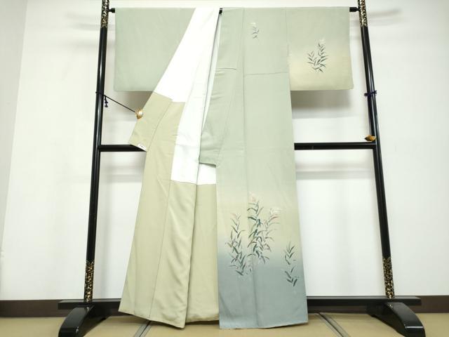 平和屋着物●十日町 加賀草木友禅の第一人者 田村哲彦 訪問着 秋草文 暈し染め 正絹 逸品 DABI9818ud