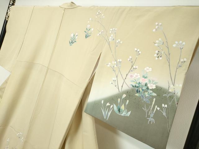 平和屋着物●訪問着 草花文 暈し染め 金彩 正絹 逸品 DABI9826ud