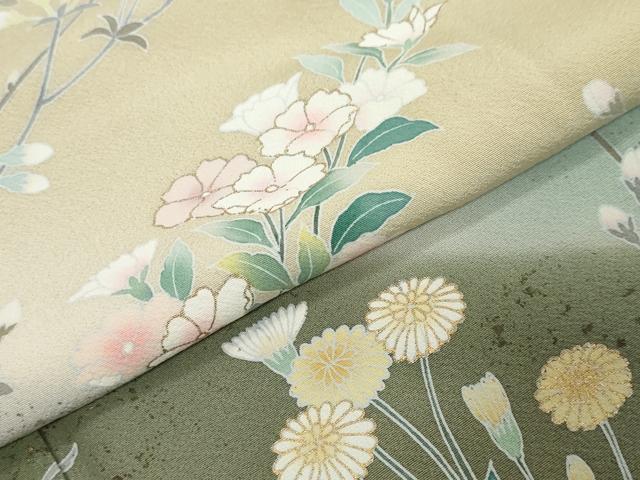 平和屋着物●訪問着 草花文 暈し染め 金彩 正絹 逸品 DABI9826ud