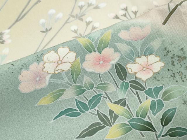 平和屋着物●訪問着 草花文 暈し染め 金彩 正絹 逸品 DABI9826ud