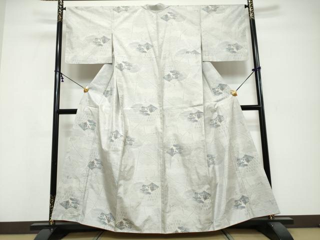 平和屋着物●本場大島紬 白大島 150亀甲 9マルキ 総絣 雲取り扇面文 正絹 逸品 DABI9835ud