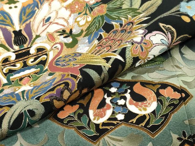 平和屋着物●豪華黒留袖 作家物 駒刺繍 花鳥文 暈し染め 金彩 正絹 逸品 DABI9836ud