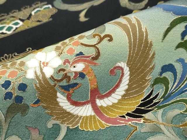 平和屋着物●豪華黒留袖 作家物 駒刺繍 花鳥文 暈し染め 金彩 正絹 逸品 DABI9836ud