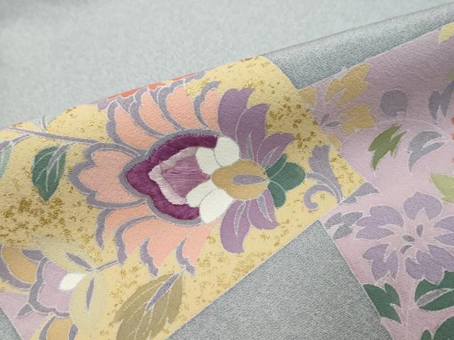 平和屋着物●西陣 京の名門 じゅらく謹製 帝王紫 訪問着 刺繍 色紙草花文 暈し染め 金彩 正絹 逸品 DABI9837ud