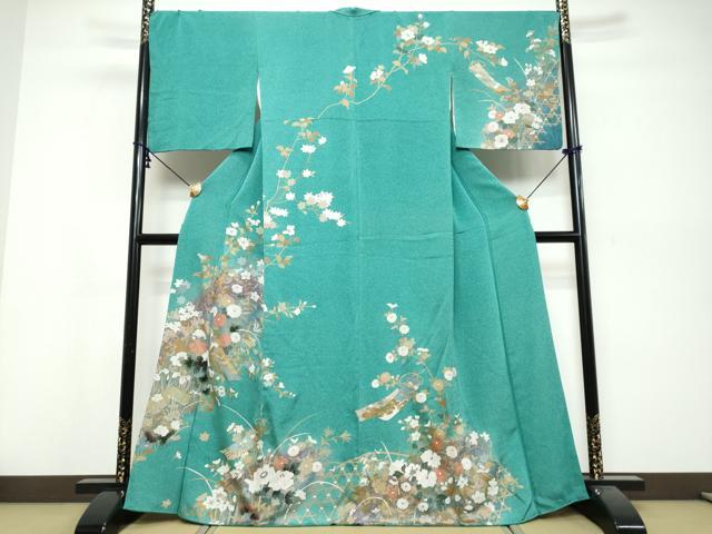 平和屋着物●訪問着 短冊草花文 金彩 正絹 逸品 DABI9839ud