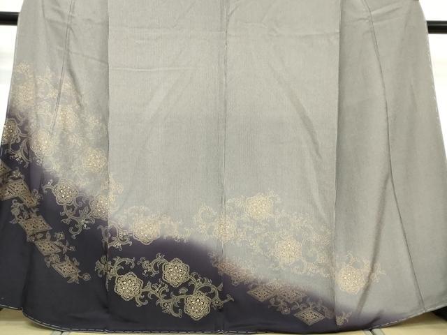 平和屋着物●江戸小紋 訪問着 印傳 花唐草文 暈し染め 正絹 逸品 未使用 DABI9847ud