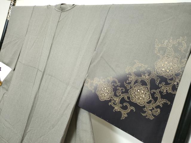 平和屋着物●江戸小紋 訪問着 印傳 花唐草文 暈し染め 正絹 逸品 未使用 DABI9847ud