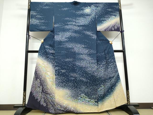 平和屋着物●訪問着 抽象文様 暈し染め 正絹 逸品 DABI9850ud