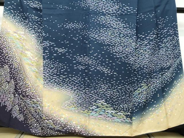 平和屋着物●訪問着 抽象文様 暈し染め 正絹 逸品 DABI9850ud
