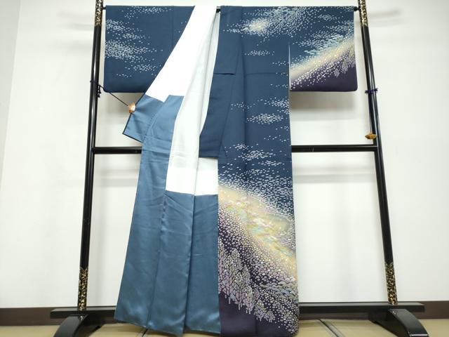 平和屋着物●訪問着 抽象文様 暈し染め 正絹 逸品 DABI9850ud