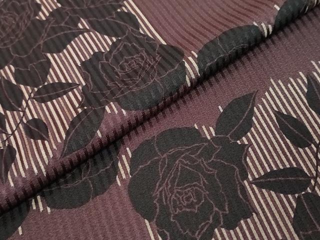 平和屋着物●染色作家 斉藤三才 小紋 格子薔薇文 反端付き 正絹 逸品 DABI9856ud