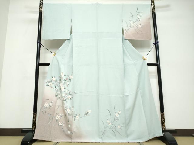 平和屋着物●訪問着 友禅 草花文 暈し染め 正絹 逸品 DABI9860ud