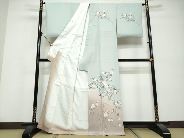 平和屋着物●訪問着 友禅 草花文 暈し染め 正絹 逸品 DABI9860ud