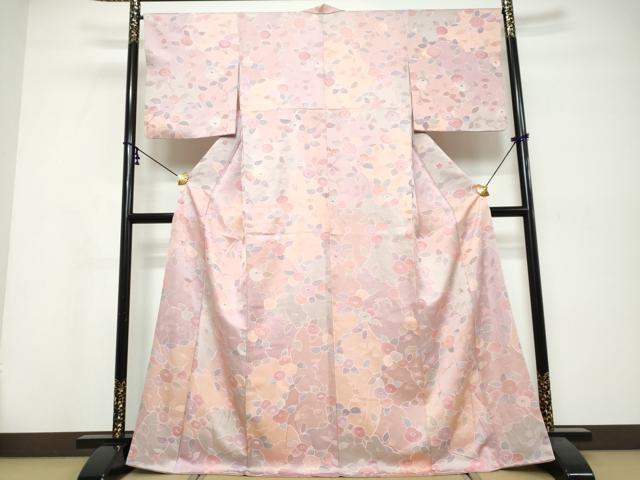 平和屋着物●上質な小紋 地紋起こし 枝花文 正絹 逸品 DABI9866ud