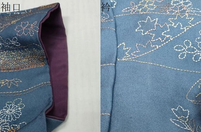 平和屋着物●訪問着 刺し子 総刺繍 風景花文 正絹 逸品 DABI9870ud