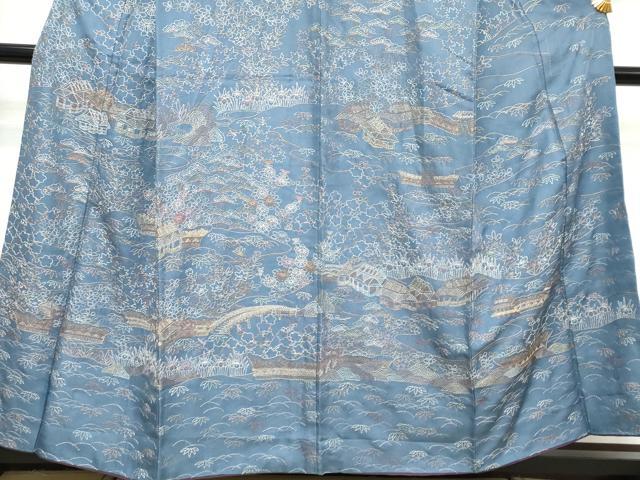平和屋着物●訪問着 刺し子 総刺繍 風景花文 正絹 逸品 DABI9870ud