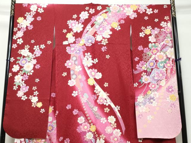 平和屋着物●豪華振袖 駒刺繍 熨斗吉祥草花文 暈し染め 金通し地 正絹 逸品 DABI9873ud