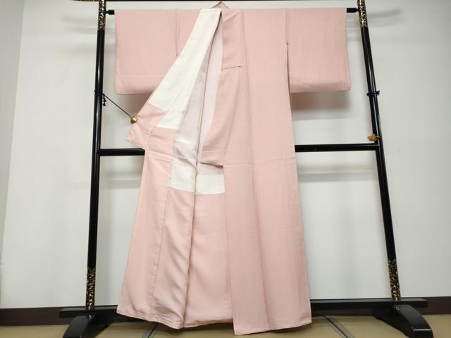 平和屋着物●上質な色無地 紋意匠 珊瑚色 正絹 逸品 DABI9878ud