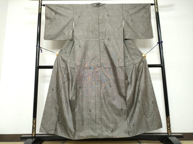 平和屋着物●本場大島紬 9マルキ 草花文 正絹 逸品 DABI9883ud