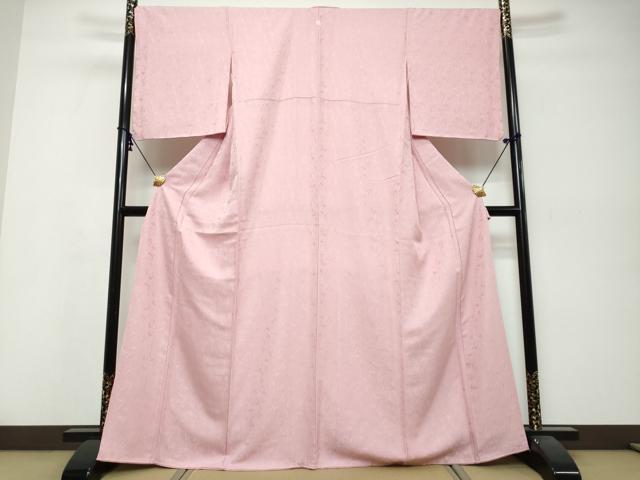 平和屋着物●上質な色無地 草花地紋 撫子色 正絹 逸品 DABI9889ud