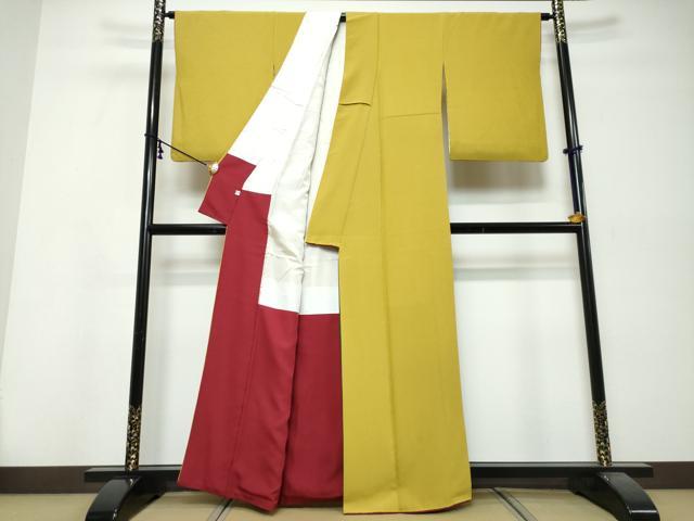 平和屋着物●上質な色無地 芥子色 正絹 逸品 DABI9893ud