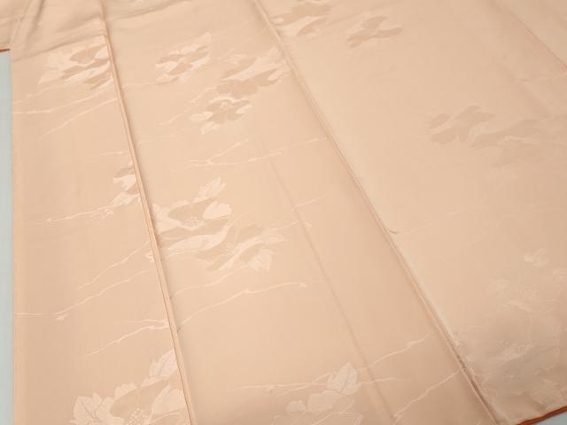平和屋着物●上質な色無地 枝花地紋 洗柿色 正絹 逸品 未使用 DABI9895ud