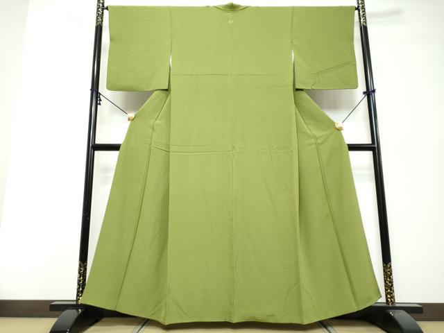 平和屋着物●上質な色無地 青丹色 正絹 逸品 DABI9897ud