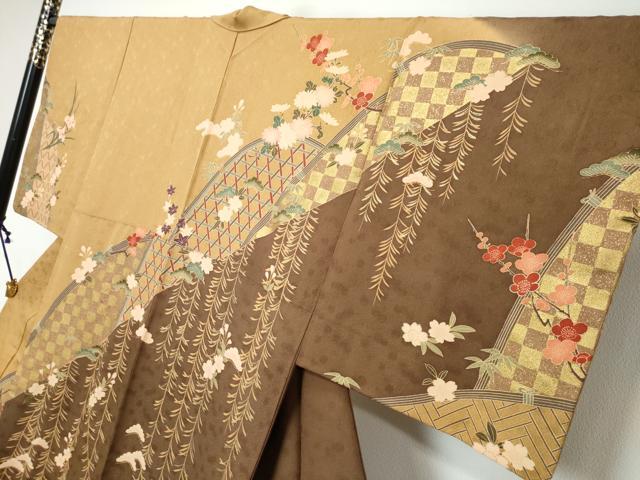 平和屋着物●訪問着 枝垂れ草花籬文 金彩 正絹 逸品 DABI9902ud