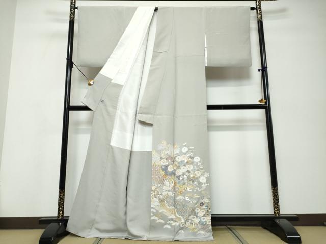 平和屋着物●豪華色留袖 作家物 駒刺繍 吉祥草花文 金彩 正絹 逸品 DABI9907ud