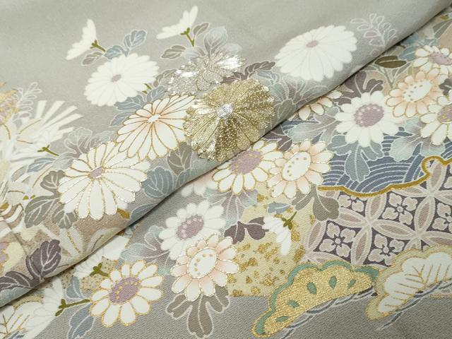平和屋着物●豪華色留袖 作家物 駒刺繍 吉祥草花文 金彩 正絹 逸品 DABI9907ud