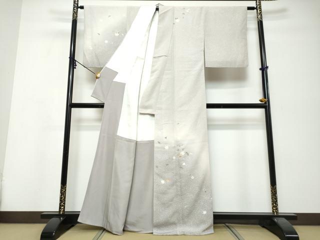 平和屋着物●訪問着 刺繍 草花文 暈し染め 正絹 逸品 DABI9909ud
