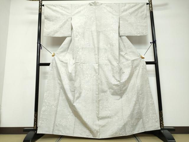 平和屋着物●本場大島紬 白大島 9マルキ 120亀甲 几帳草花文 正絹 逸品 DABI9912ud