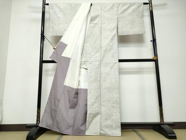 平和屋着物●本場大島紬 白大島 9マルキ 120亀甲 几帳草花文 正絹 逸品 DABI9912ud