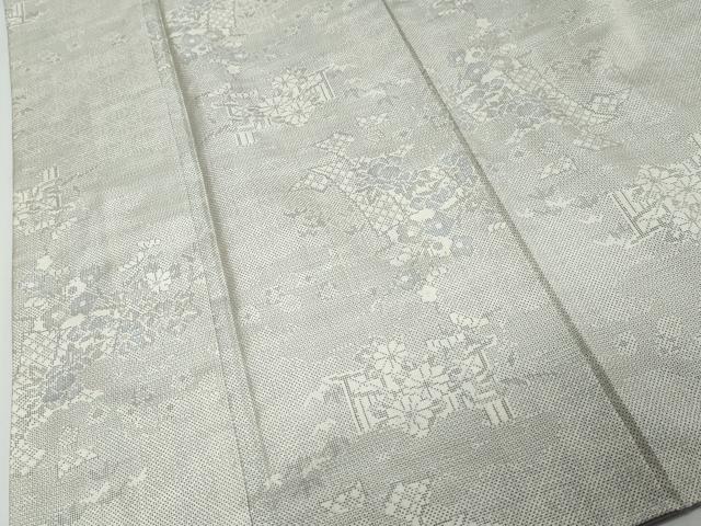 平和屋着物●本場大島紬 白大島 9マルキ 120亀甲 几帳草花文 正絹 逸品 DABI9912ud