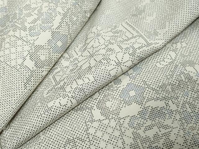 平和屋着物●本場大島紬 白大島 9マルキ 120亀甲 几帳草花文 正絹 逸品 DABI9912ud