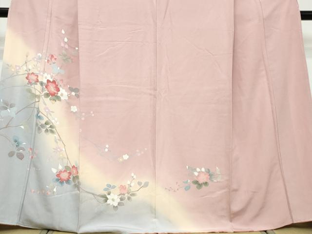 平和屋着物●訪問着 友禅 枝花文 暈し染め 正絹 逸品 未使用 DABI9920ud