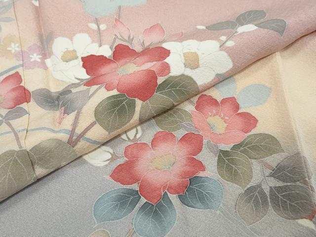 平和屋着物●訪問着 友禅 枝花文 暈し染め 正絹 逸品 未使用 DABI9920ud