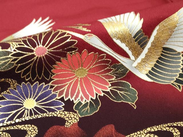 平和屋着物●豪華振袖 片輪車飛鶴花文 暈し染め 金彩 さが美扱い 正絹 逸品 DABI9944ud