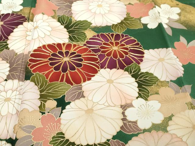 平和屋着物●豪華振袖 駒刺繍 枝花文 金彩 正絹 逸品 DABI9945ud