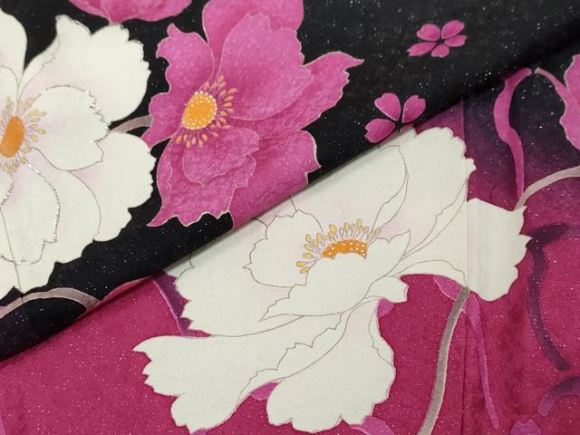 平和屋着物●豪華振袖・長襦袢(袷)セット 駒刺繍 草花文 暈し染め 銀通し地 正絹 逸品 DABI9951ud