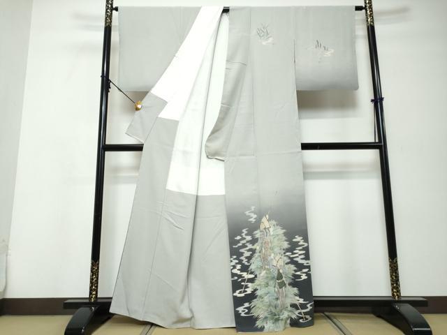 平和屋着物●十日町 加賀草木友禅の第一人者 田村哲彦 訪問着 人物風景草花文 暈し染め 正絹 逸品 DABI9955ud