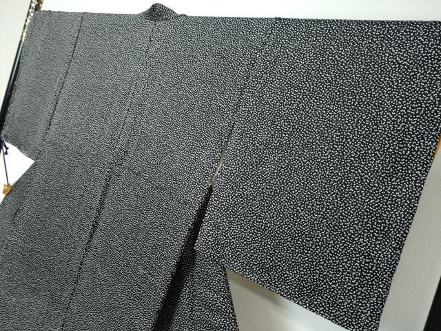 平和屋着物●訪問着 作家物 舞桜文 黒地 正絹 逸品 未使用 DABI9956ud