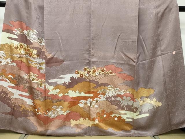 平和屋着物●皇室献上作家 藤井寛 訪問着 駒刺繍 雲取り草花文 金彩 正絹 逸品 DABI9959ud