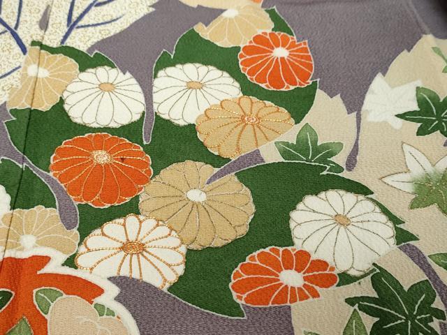 平和屋着物●豪華振袖 駒刺繍 草花文 金彩 鬼しぼ縮緬 正絹 逸品 DABI9960ud
