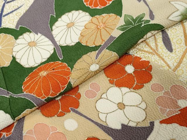 平和屋着物●豪華振袖 駒刺繍 草花文 金彩 鬼しぼ縮緬 正絹 逸品 DABI9960ud