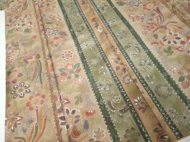 平和屋着物●本場染大島紬 花鳥間道 正絹 逸品 DABI9961ud