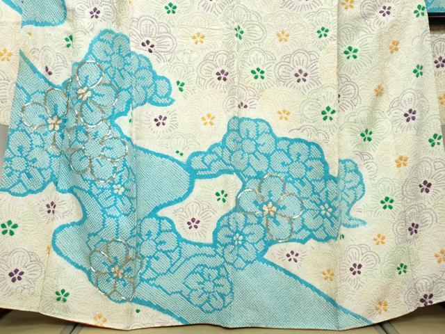 平和屋着物●豪華振袖 総絞り 駒刺繍 花尽くし文 正絹 逸品 DABI9969ud