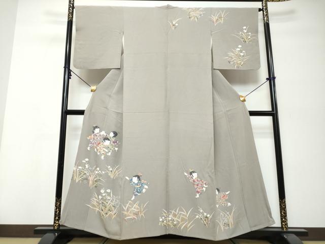 平和屋着物●訪問着 友禅 童子遊び 正絹 逸品 DABI9974ud