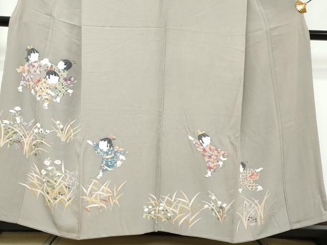 平和屋着物●訪問着 友禅 童子遊び 正絹 逸品 DABI9974ud