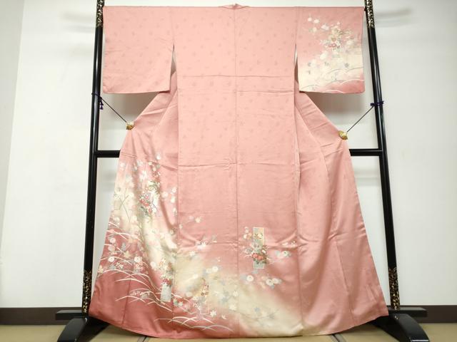 平和屋着物●訪問着 短冊御所車草花文 暈し染め 金銀彩 やまと誂製 正絹 逸品 DABI9975ud